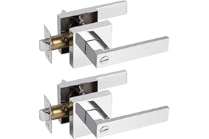 Probrico 2 Pack Privacy Door Lever Polished Chrome Door Handle for Bathroom Stainless Steel Internal Door