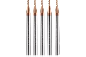 TRVOXVIQ Lot de 5 fraises à queue CNC de 1,5 mm en métal dur - 4 tranchants - TiSiN Coat - Fraises hélicoïdales - Avec 4 rainures - 55 HRC - Pour alliage d'aluminium, acier, cuivre