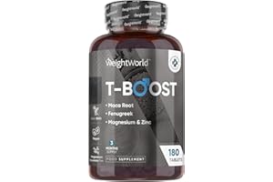 WEIGHTWORLD Testosterone Supplements for Men - 180 Vegan Tablets (3 Months Supply) - 12 Well-Known Ingredients Like Maca, Fenugreek, Zinc, Magnesium, Vitamin D, D-Aspartic & Selenium - Test Boosters for Men