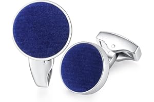 HONEY BEAR Men's Wedding Cotton Fabric Velvet Cufflinks Cuff Links Round