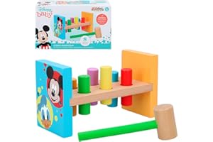 WOOMAX - Juego martillo y bloques de madera Disney baby (ColorBaby 48707)
