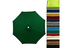 WOGTITYI 2m 2.7m 3.0m Sonnenschirm Ersatzbezug 6 Streben 8 Streben Terrassenschirm Bespannung Stoffbezug, Gartenschirm Ersatz-Überdachung, Für Ampelschirm, Hof, Garten, Strand, Pool(Stärke:Dark green,Size:3.0m