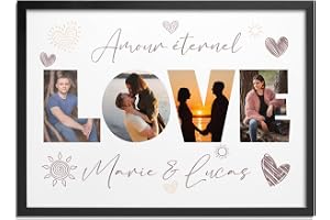 Pictalia - Cadre Photo Personnalisé LOVE, Cadeau Couple, Cadre Photo Couple, Cadeau Mariage Personnalisé, Saint Valentin Femme, Copine, Saint Valentin Homme, Copain,Texte Personnalisable