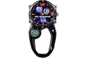 VOSO Carabiner Watch Luminous Clip on Quartz Watch Compass, Glow in The Dark Clip On Unisex Pocket Backpack Buckle Belt Watch for Doctors Chefs Outdoor Climbing