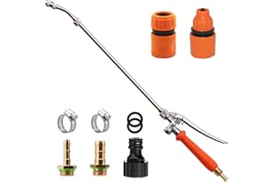 DIRAEEN All Metal 72cm Sprayer Wand,Suitable for 1/2" & 3/8" Hose Quick Connectors, 1/4" & 3/8" Brass Barb Sprayer Wand Replacement Built-in Shut Valve Stainless Steel Spray Wand, w/Hose Connector