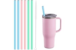 WNV 6Pcs Replacement Stanley Cup Straws with Straw Cleaning Brush for Stanley 40oz Adventure Tumbler Reusable Extra Long Silicone Straws Drinking for Stanley Cup Adventure Water Bottle