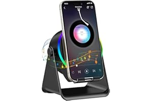 GIM Wireless Induction Audio Bluetooth Speaker, 4-in-1 Design with RGB, Anti-Slip Base for 4-13" Phones, Bluetooth 5.3, Instant Play, Perfect Tech Gift (Black)