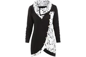 JERFER Top Femme Sweat-Shirt à col roulé avec Notes de Musique