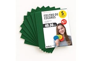 OFITURIA Feltro Colorato per Artigianato, Fai-da-te, Progetti Scolastici, Scrapbooking, Cucito Creativo e Decorazioni 40x30cm (Verde Scuro, 5 pz)