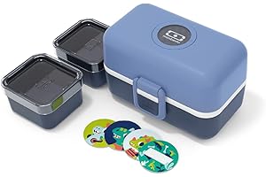 monbento - Fiambrera Infantil MB Tresor Infinity - Lonchera para Niños 3 Compartimientos - Caja de Merienda - Ideal Escuela/Parque - Sin BPA - Segura y Duradera - Azul