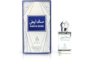 BUSINESS SQUARE BS Olio profumato WHITE MUSK Tahara Attar arabo 100% Olio Senza Alcool, Muschio Halal Per Uomo e Donna Fragranza a Lunga Durata, Flacone Applicatore Stick 12ML, Note: Muschio Legnoso Floreale Rosa Oud