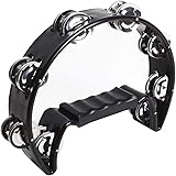 iGadgitz Xtra U6994 - Half Moon Hand Tambourine Double Cutaway Tambourine - Musicians, Singers, Music Classes, Bands - Black