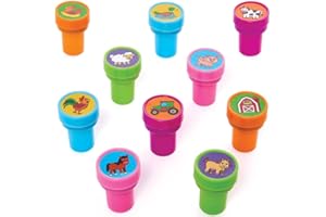 Baker Ross Tampons Auto Encreurs motif Animaux de la Ferme - Lot de 10, Tampons Encreurs pour les Enfants (FC810)