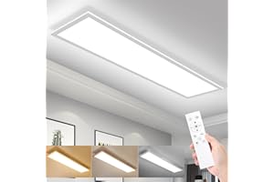 ‎IEGLED IEGLED Led Deckenleuchte Panel, 100x25cm Deckenlampe Flach Dimmbar mit Fernbedienung, 30W Deckenpanel Lampe mit Memory Funktion, 2700K-6500K LED Lichtpanel für Wohnzimmer, Flur, Schlafzimmer, Weiß