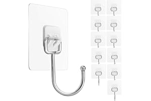 HASA zone 12 Piezas Ganchos Adhesivos para Pared, Transparente Colgadores Adhesivos Resistentes No Perforantes 5kg (Max), Ganchos de Cocina/Baño, Impermeables, Resistentes a la Herrumbre