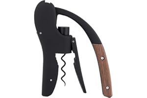 ASIFMTHOT Weinöffner, kompakter, vertikaler Korkenzieher, Weinflaschenöffner mit Holzgriff und integriertem Folienschneider, Weinschlüssel für Servierer und Barkeeper, Geschenke
