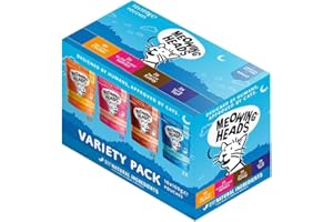 Meowing Heads Wet Cat Food - Variety Pack - 93% Natural Turkey, Chicken, Beef & Fish Pouches with No Artificial Flavours, Grain-Free Recipe (10 x 100g)