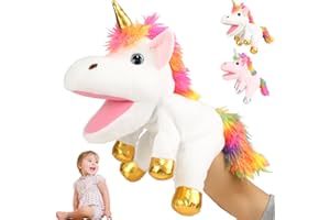 YOUYIKE Einhorn Kuscheltiere Handpuppen - 30cm Einhorn Handpuppe für Mädchen, Einhorngeschenke für Kinder im Vorschulalter, für Geschichtenerzählen, Lehren und Unterhalten