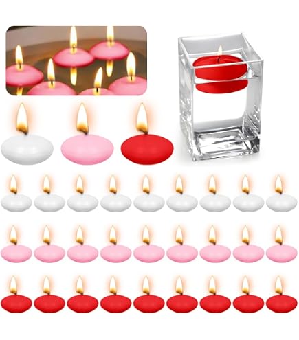 Riakrum Schwimmende LED-Teelichter, Flammenlos, Wasserdicht, Für Hochzeit, Party, Tafelaufsatz, Pool, Badewanne, Abendessen, Valentinstag, 48 Stück ( Rot