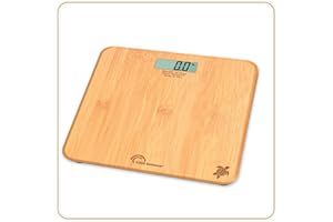 LITTLE BALANCE 8745 Little Tortue Bambou USB-C, Pèse-personne sans pile, Rechargeable USB-C, Réparable, 150 kg, Bambou