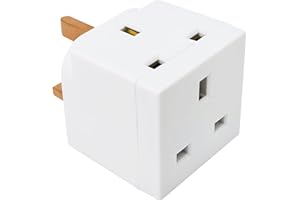 Double Dragon 13A 2-Way 3-Pin Multi Plug Adapter | Converts 1 Plug into 2 | Cube Wall Socket Splitter for Multiple Connections | Child Safety Shutters, Fire-Retardant PP | UKCA & CE Certified