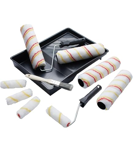 SOPOTUTU Kit Rullo E Pennelli Per Pittura Pareti – Set Di 10 Pezzi In Poliestere, Leggero, Manico Ergonomic, Per Ritocchi E Verniciatura Casa E Ufficio