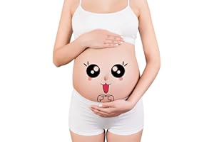CARGEN 2 Hojas Embarazo Tatuajes Temporales Bebé Bump Tatuajes Cara de Dibujos Animados Lindos Accesorios de Fotografía