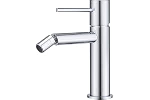 GALYON IMEX Grifo de Bidé Monomando Serie Monza - Grifo de Cuerpo de Latón con Cartucho Cerámico Ø26 mm TOP, Conexión Flexos 3/8”, Diseño Compacto para Baños Modernos (Cromado)