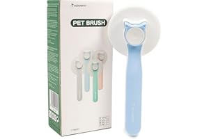 GLÜCKPET Cepillo para Gatos con Forma de Orejas, Azul, Quitapelos, Autolimpiable