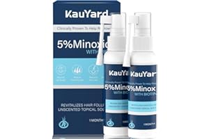 KAUYARD 5% Minoxidil Hair Growth Spray for Women and Men: Effective Anti-Hair Loss Treatment for Regrowth, Extra Strength Scalp Solution, Thicker, Stronger, and Longer Hair - 60ml*2