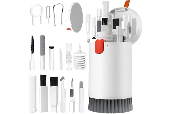 20 en 1 Brosse de Clavier d'outils Nettoyage Multifonctio Extracteur de Clavier, Pinceaux Nettoyant Ecran pour Bluetooth Earbuds Ordinateur Airpods iphone ipad Téléphone Caméra, Blanc Ivoire