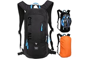 ‎LOCAL LION LOCAL LION Bicycle Backpack, Ski Backpack, Small, for Men and Women, 6L/12L Ultralight, Waterproof, for Skiing, Cycling, Camping with Rain Cover, Black, Green