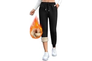 Aisprts Pantalon Jogging Femme, Pantalon Chaud Doublé de Polaire Pantalon de Survêtement Pantalon Sport Thermique d'hiver Femmes avec 2 Poches, Taille Élastique et Cordon de Serrage