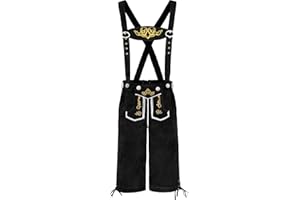 COSAVOROCK Oktoberfest Lederhosen Pantalon avec Bretelles pour Hommes Costume Bavarois