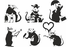 ‎TRADERCAT tradercat Wandaufkleber Wandtattoo Banksy Ratten Kollektion - je Ratte: von 7,5cm bis 10,5cm Höhe - für Wohnzimmer, Esszimmer, Küche, Schlafzimmer, Kinderzimmer, etc. – mit Anleitung