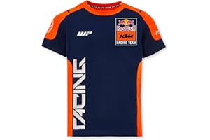 Red Bull – T-Shirt Réplica Équipe KTM - Logos Partenaires - Matière Respirante – Enfants - 104 - Bleu/Orange