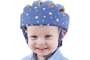 IULONEE Baby Helm Kleinkind Schutzhut Kleinkind Kopfschutz Baumwolle Hut Kleinkind Verstellbarer Schutzhelm (Sternenblau)