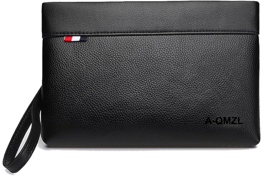 Clutch Bag Men's PU Leather Elegant Handbag Large Capacity Pochette Envelopes Handbags Card Slot Pockets Zipper Wallets Man with Strap Wrist Bag Business Casual