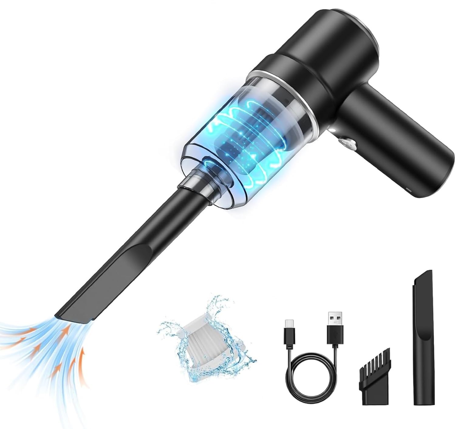 ROMINO 2 in 1 Portable Mini Car Vacuum Cleaner with Blower Rechargeable Wireless Handheld Vaccine Cleaner Vaccum for Home and Car, Cordless Small Air Blower for Cleaning Dust, Wet and Dry Use (V-1)