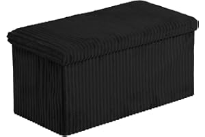 AKH HOUSEWARE 76 x 38cm Ottoman Storage Box with Lid Foot Bedside Stool for Bed Room, Living Room Furniture Velvet Storage Bench Toy Storage Box Ottoman Stool Seat (Black, 76x38x38)