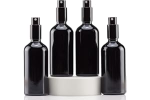 YIZHAO Bottiglie Spray Vetro 100ml, Nero Spruzzino Nebulizzatore Piccolo, per Olii Essenziali, Profumo, Pulizia, Cosmetici, Viaggio, Farmacia - 4 Pcs