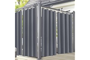 Famibay Rideaux d'extérieur imperméables à isolation thermique avec œillets sur le dessus, brise-vue, pour jardin, tonnelle, porche, cour