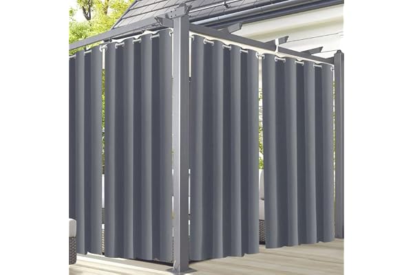 Famibay Lot de 4 rideaux d'extérieur imperméables à isolation thermique avec œillets occultants pour jardin, terrasse, tonnelle, pergola