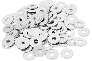 AGHOER 150 Piezas Arandelas Planas, Arandelas de Acero Inoxidable M5, Arandela Plana Ala Ancha para Tornillos, Tuercas, Varilla Roscada