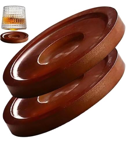 MAGICLULU 2pcs Rotating Whiskey Glass Coasters - Bamboo Base With Smooth Spin For Home Bar Decor - View #9