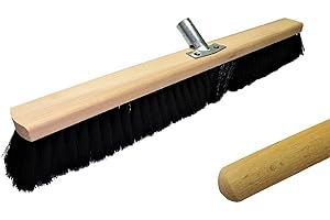 LOGOK2K Cortaba 24" 600mm Nylon Black Broom with Handle Soft Bristle Sweeping Brush Warehouse