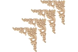 ‎JAWSEU 4 Stück Schrankaufkleber Geschnitzt Decal, Vintage Holz Geschnitzte Möbel Appliques Holz Ecke Onlay Holz Geschnitzt Corner Geschnitzte Ecke Onlay Möbel Appliques Holz geschnitzter Aufkleber