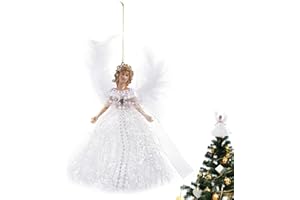 Hängende Engelspuppe,Weihnachtsdeckel für Bäume Engel - Engel-Anhänger mit Flügel-Ornamenten für Weihnachtsbaum, Baumspitzen-Dekorationen Teksome