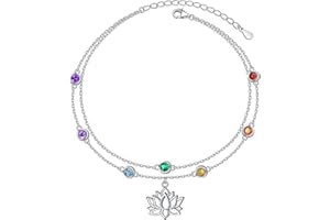 Flyow Layered Anklet Sterling Silver Evil Eyes/Infinity/Faux Turquoise/Lotus Chakra Anklet Bracelet for Women Charm Adjustable Beach Foot Chain Jewelry Gift for Summer Day, 9-11 inch