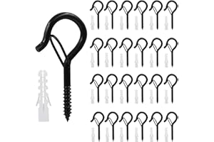 CYBGQP 25 Stück Haken zum Schrauben mit Dübel Haken zum Schrauben, Schraubhaken, Deckenhaken, Wandhaken zum Schrauben, Hakenschrauben, Schraubhaken Schwarz zum Aufhängen Pflanzenkörben Weihnachtsdekoration